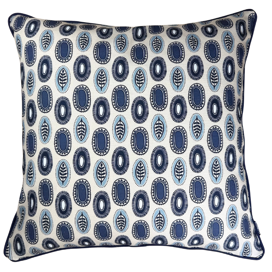 Foliage Indigo with Navy Piping