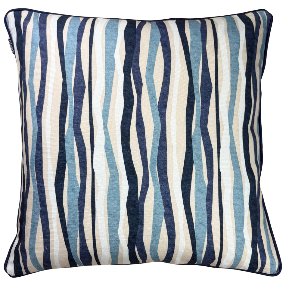 Seagrass Indigo with Navy Piping