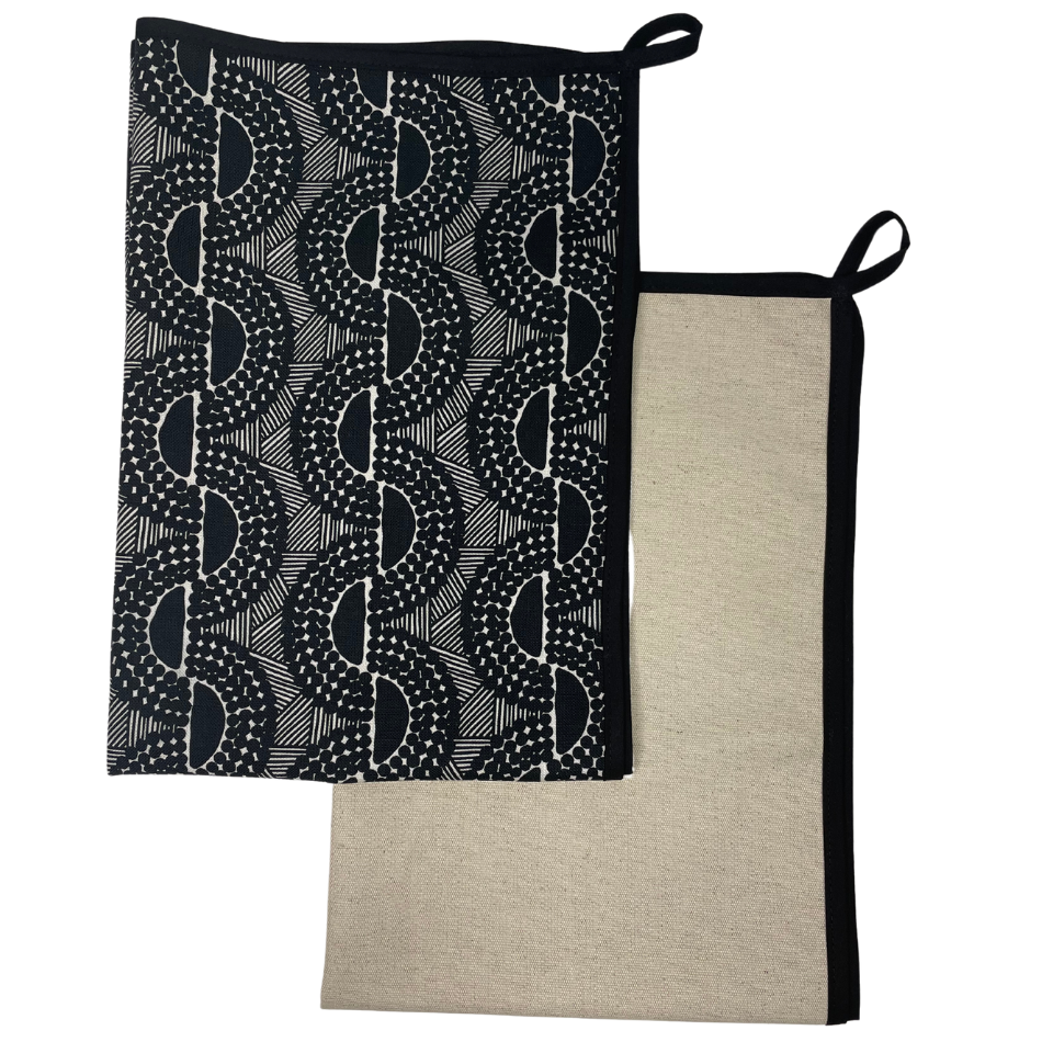 Peppercorn with Black Binding Kitchen Towel set of 2