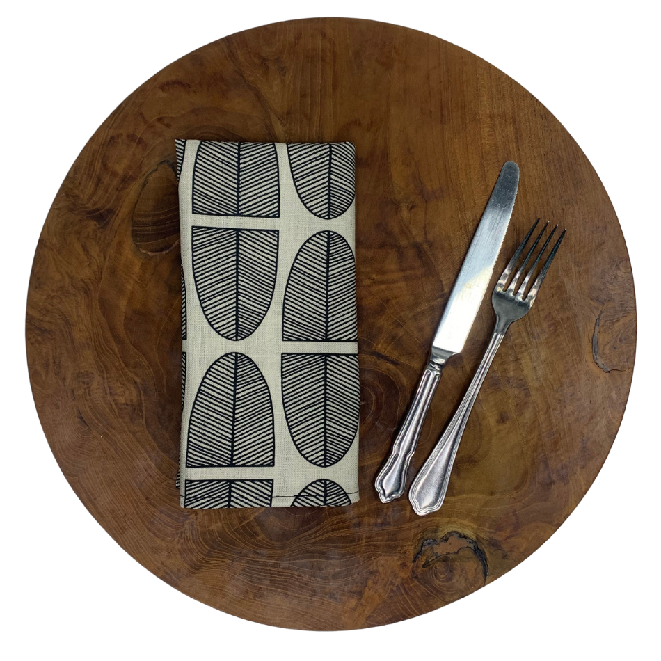 Napkin Set of 2 Banana Leaf Black