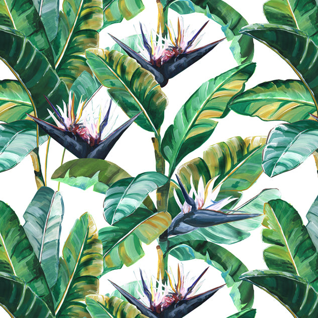 Birds of Paradise Small White 100% Organic Cotton