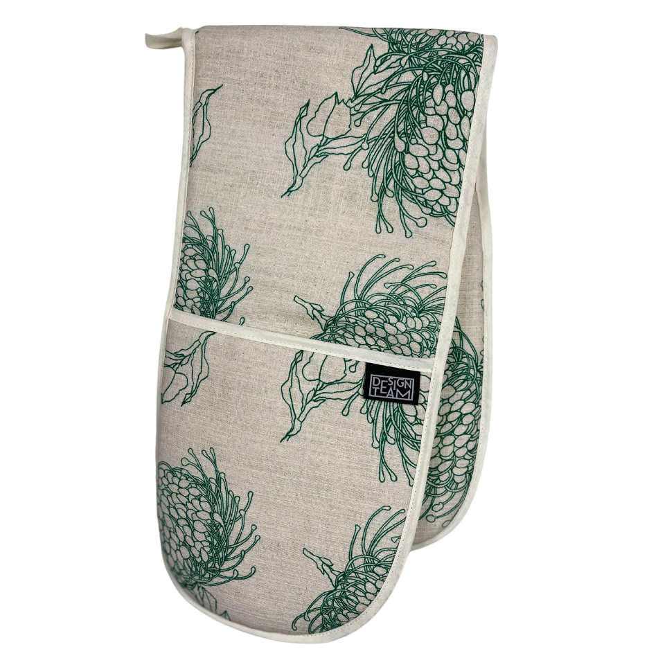 Garden Bloom Kale Oven Glove with Parchment Binding